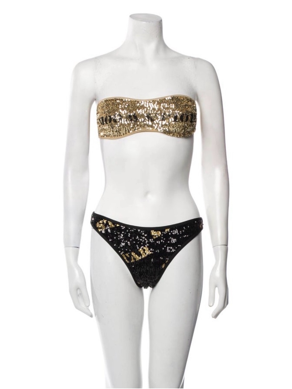 Moschino Couture Sequin Bandeau Bikini Set